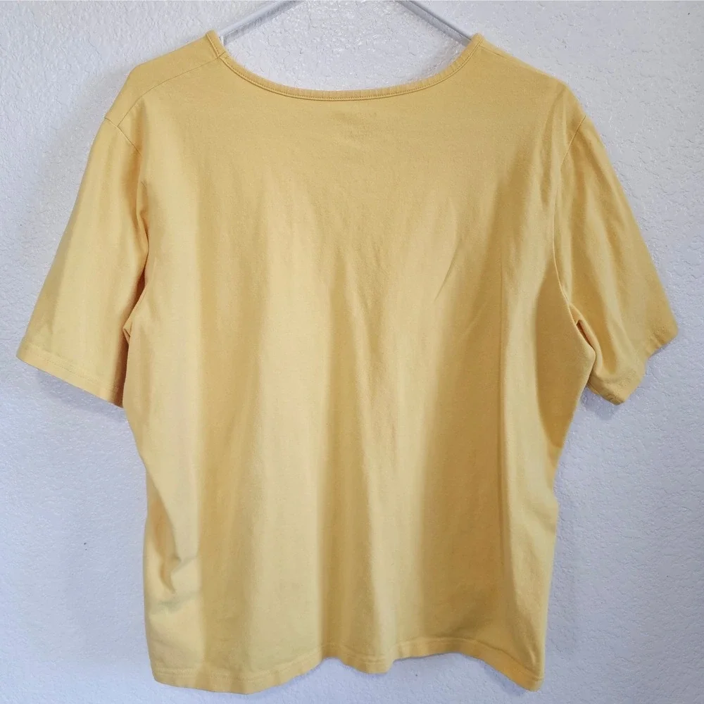 Hanes Nano-T Womens V-Neck T-Shirt Yellow Short Sleeve Cotton‎ Blend XL